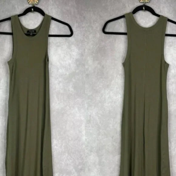 AYR The Metro Ribbed Knit Stretch Jersey Tank Midi Dress In Green Juice Size S - Picture 2 of 4